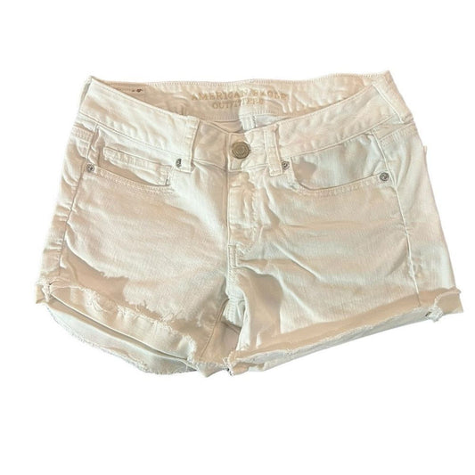 American Eagle White Stretch Denim Shorts Size 6