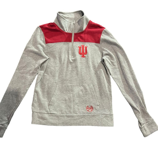 Victoria's Secret PINK Gray Indiana Hoosiers 1/4 Zip Fleece Pullover Size Small