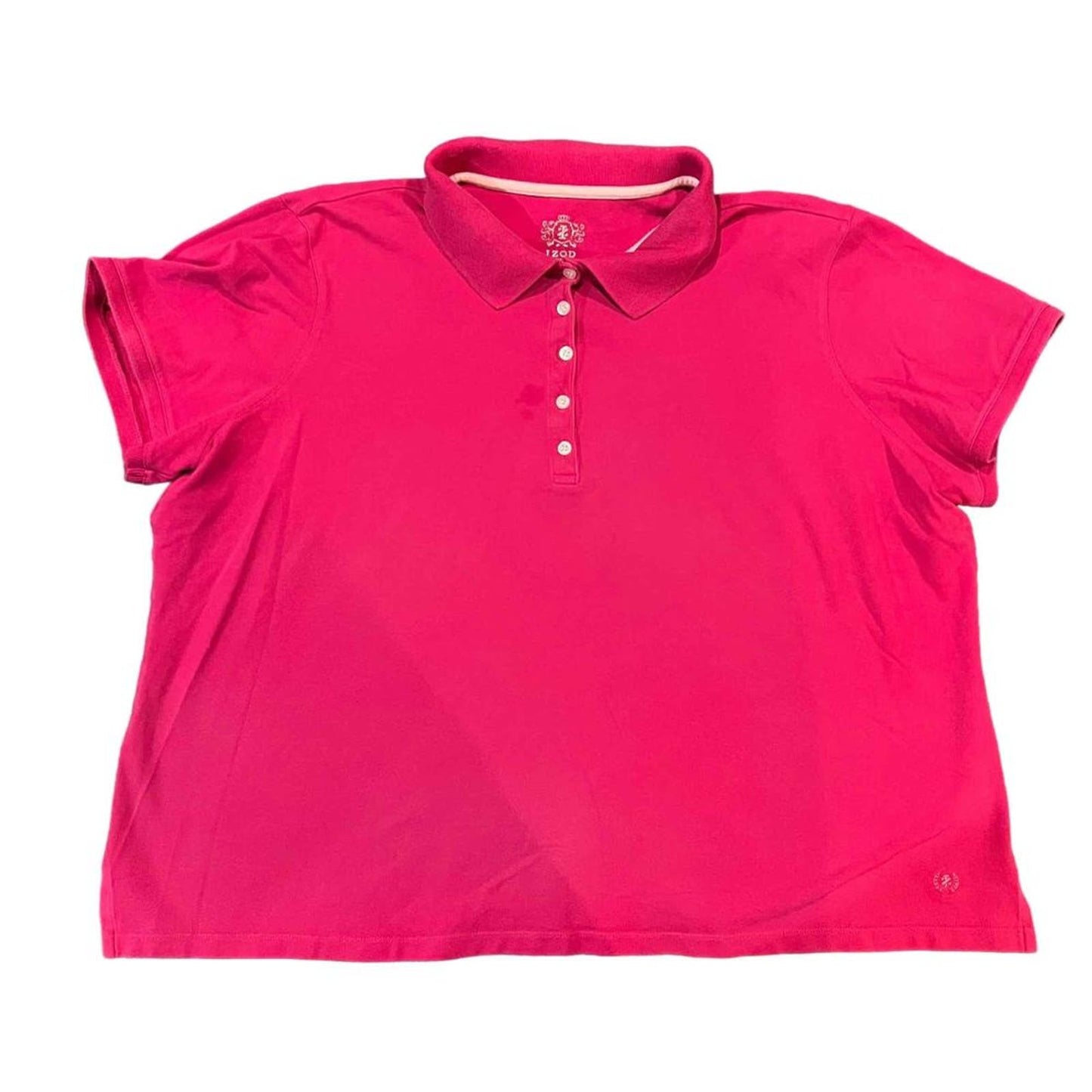 Izod Women's Pink Short Sleeve Button-Down Collar Casual Polo Shirt Size 1X