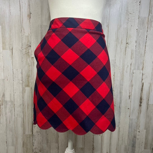 NWT Crown & Ivy Women's Size 16 Red/Navy Plaid Scallop Hem Knee Length Skirt