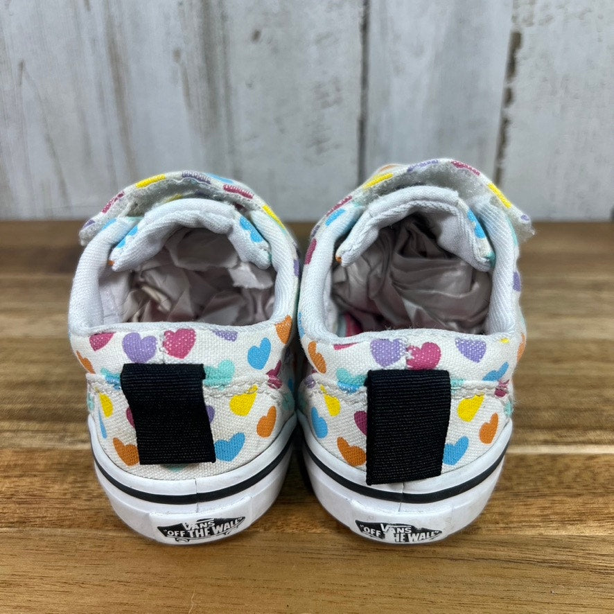 Vans Doheny V Toddler Size 4 Rainbow Hearts Velcro Skate Shoes