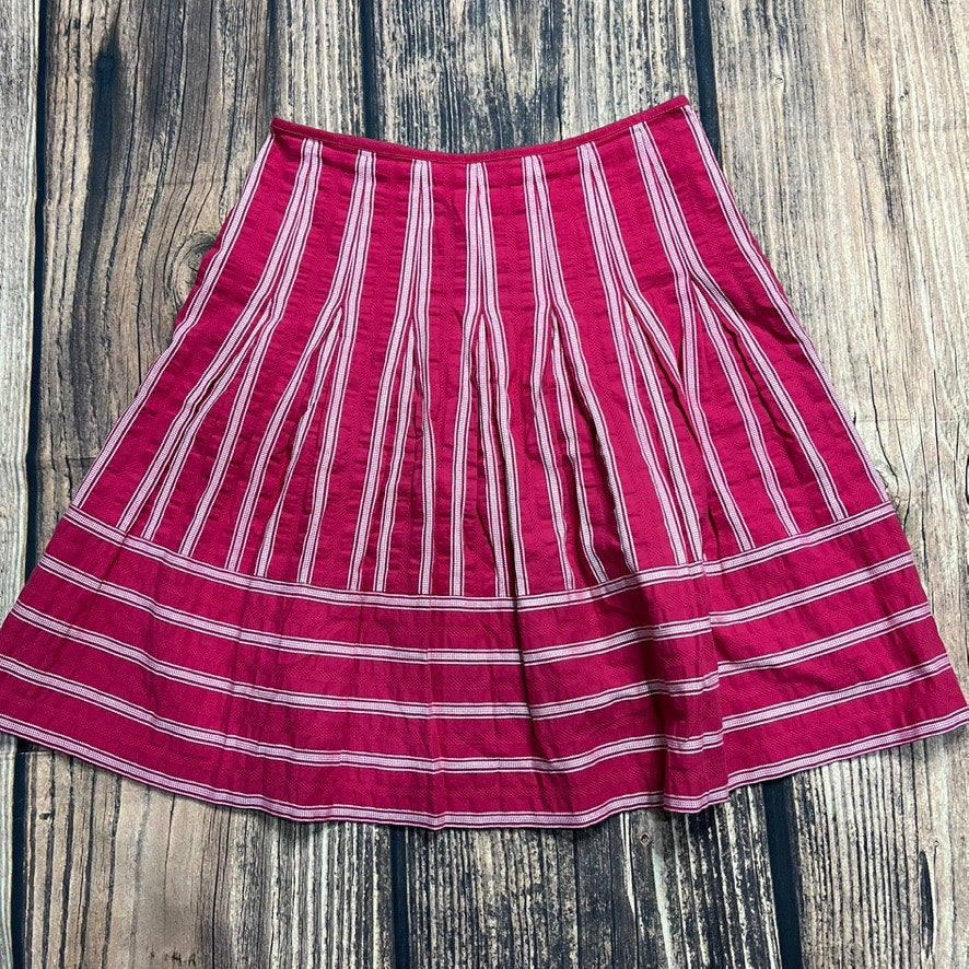 Talbots Women's Pink Striped A-Line Knee Length Skirt Size 8 Casual