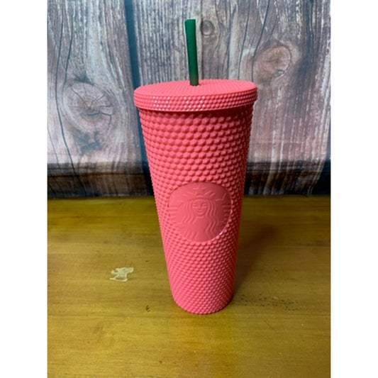 Starbucks Studded Neon Pink Cold Cup Tumbler 24 oz w/Lid