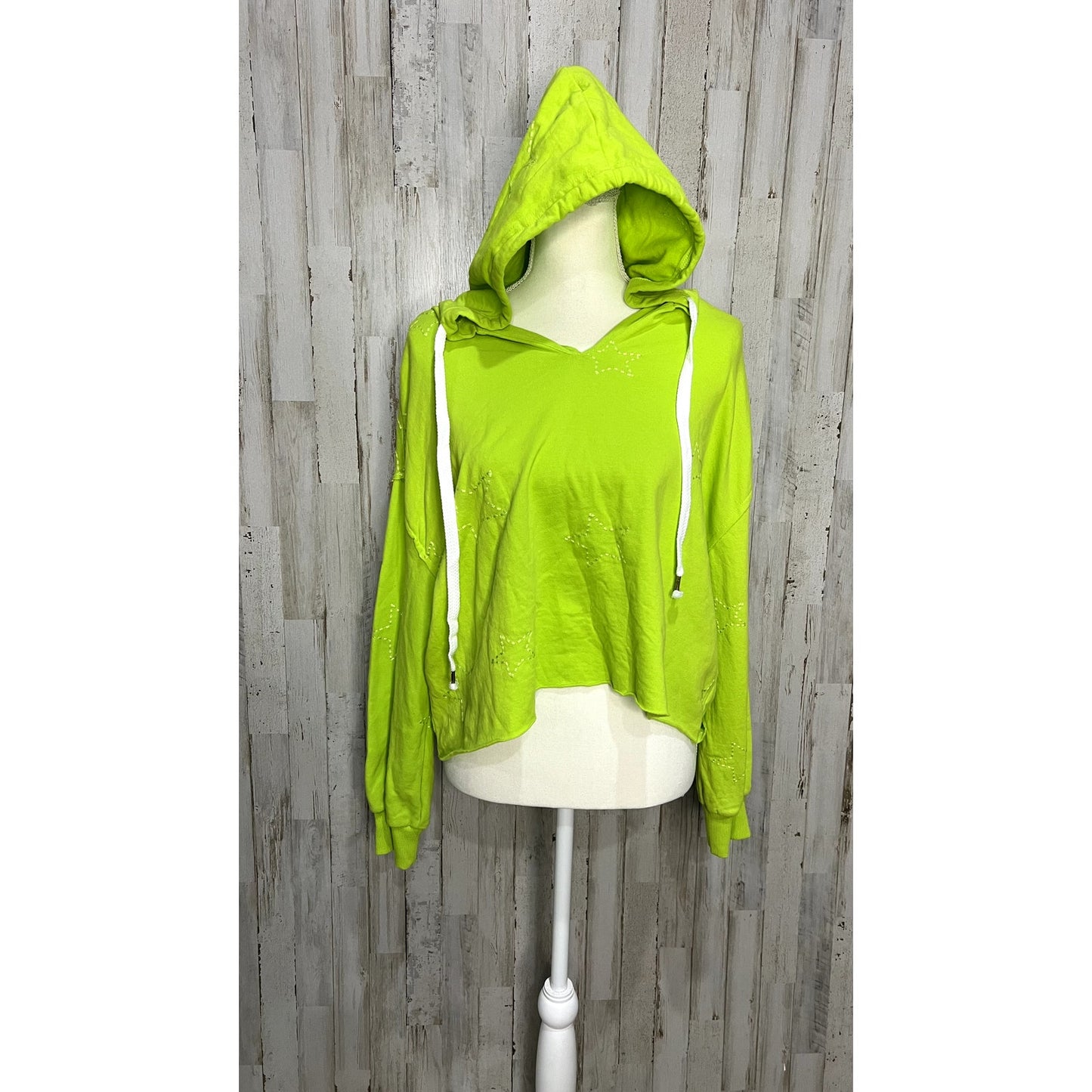 Anthropologie Saturday Sunday Women's Small Green Cropped Oversized Hoodie