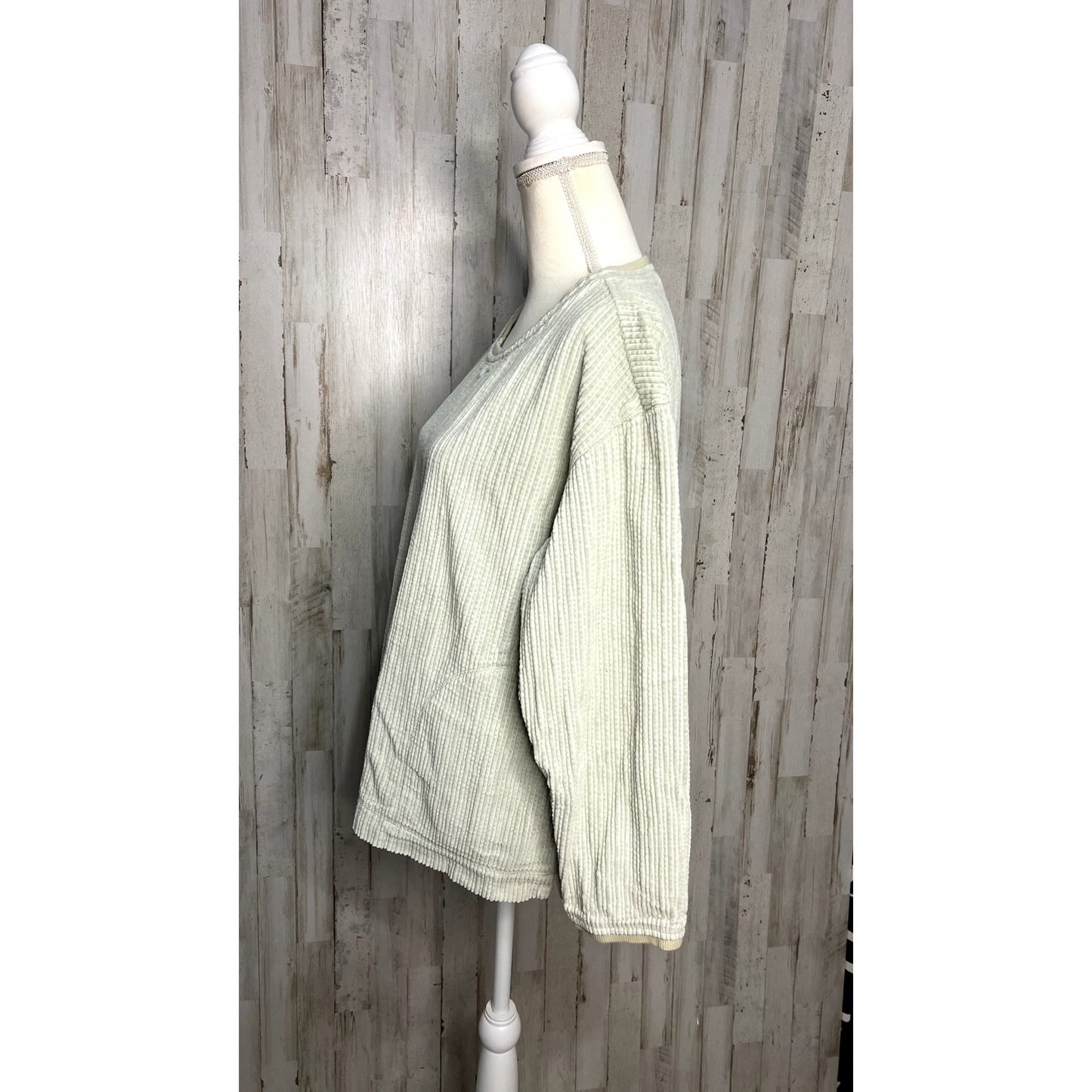 J.Jill Vintage Seafoam Green Ribbed Knit Pullover Sweater Women's Size Small