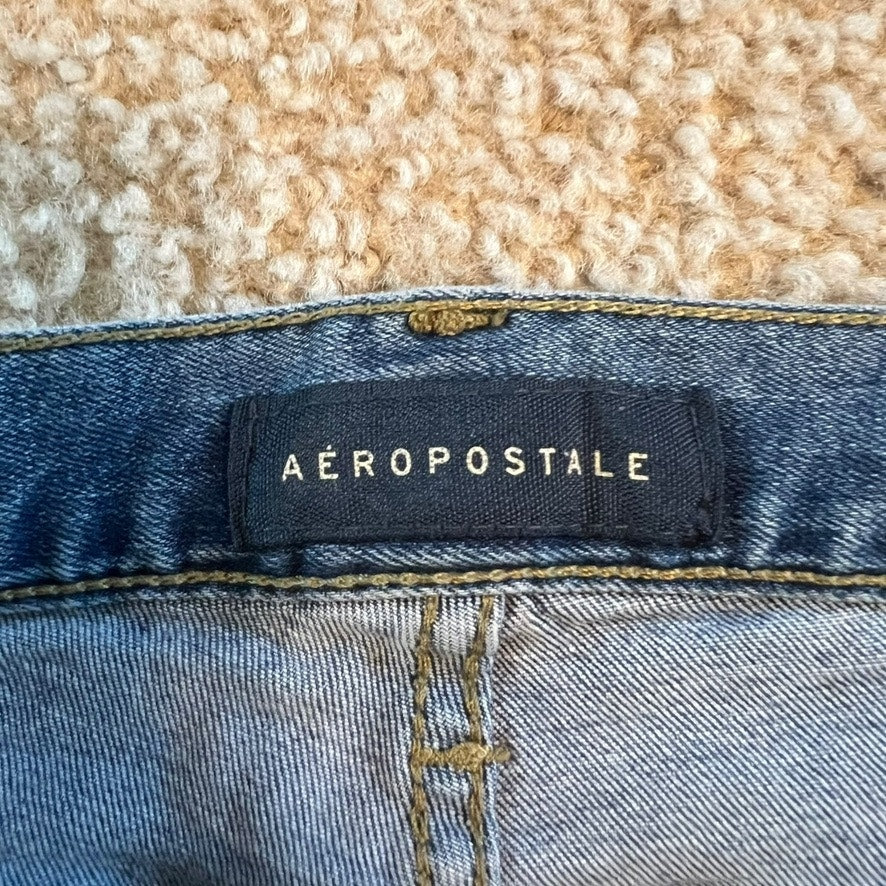 Aeropostale Men's Slim Skinny Jeans Blue Distressed Light Wash Size 32x32