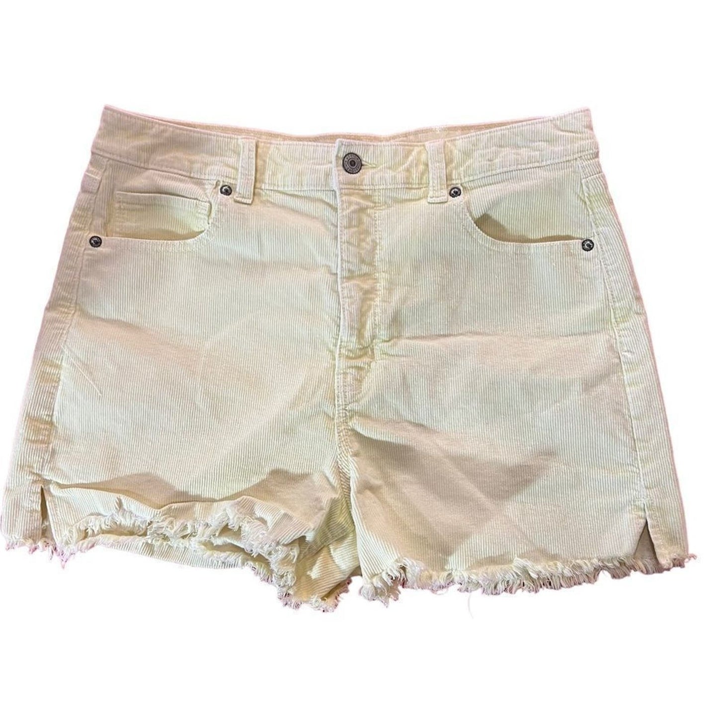 American Eagle Women Yellow Stretch Corduroy Mom Shorts Size 12