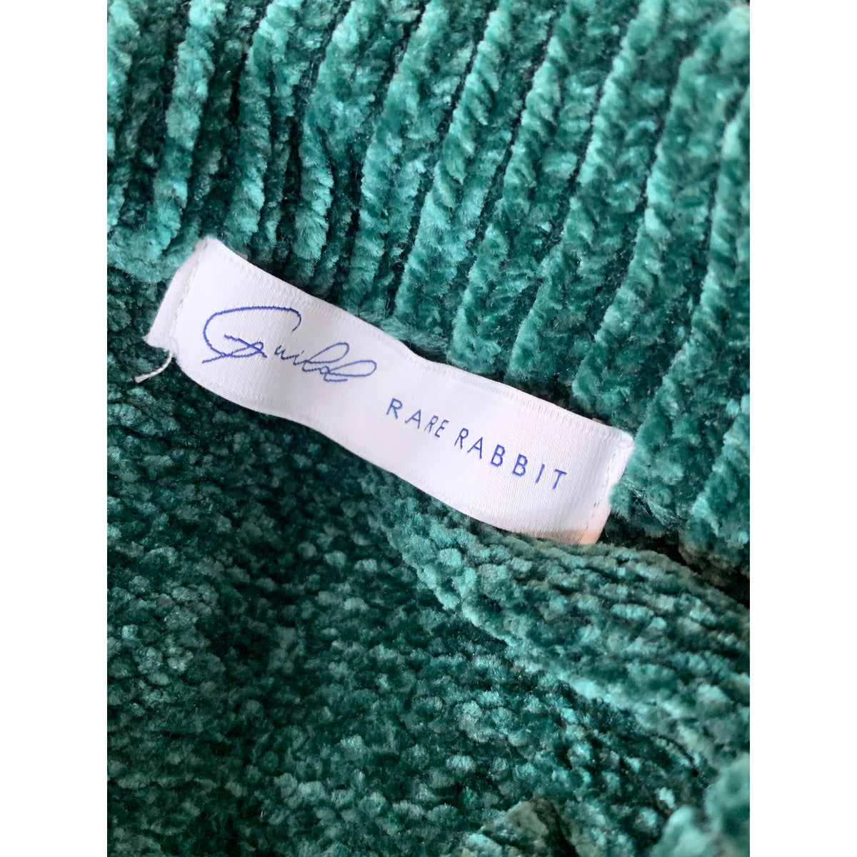 Rare Rabbit Sweater Mens Small Dark Green Teal Crew Neck Pullover Knit Size Small