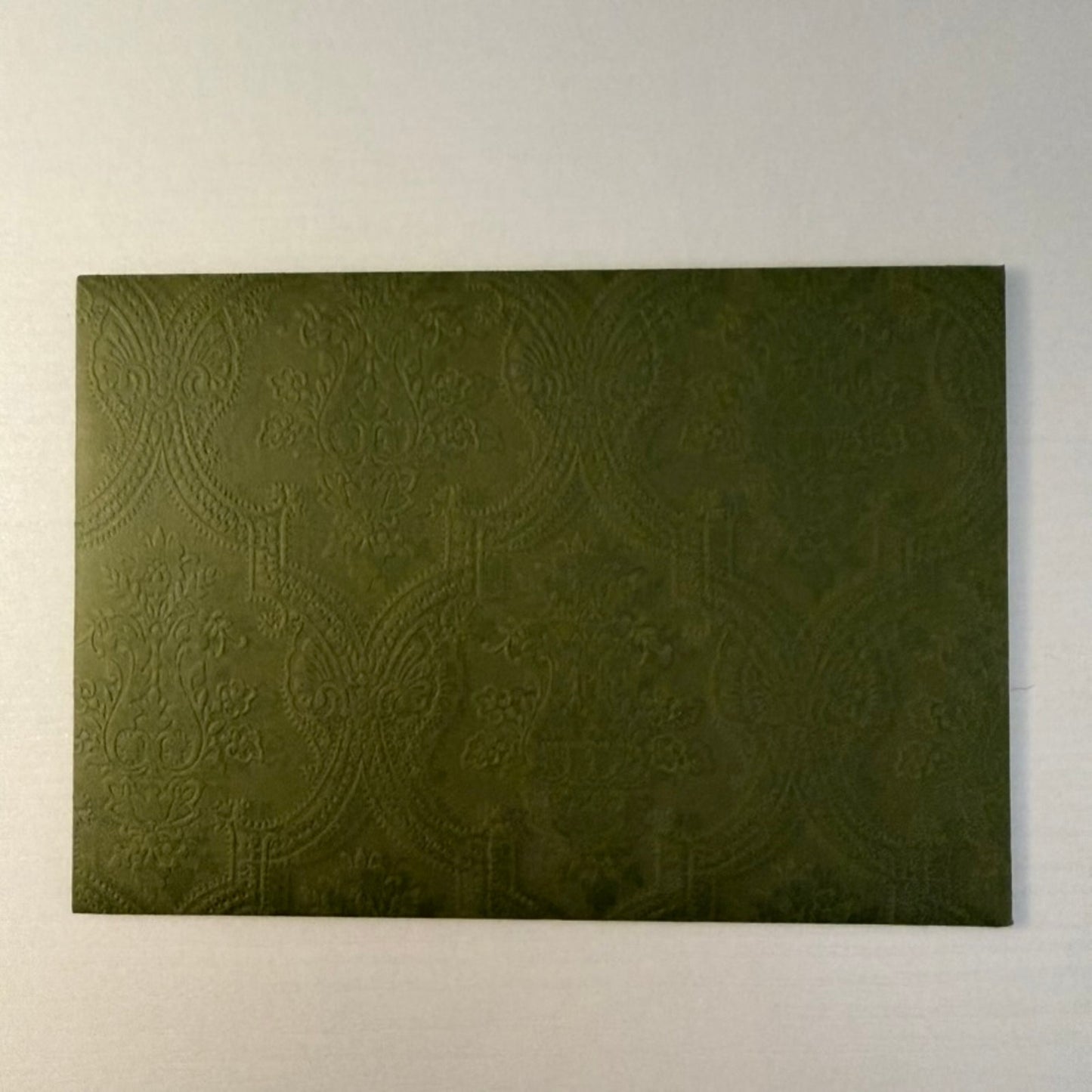 Gucci Gift Card Holder Green Embossed Damask Pattern Black Logo