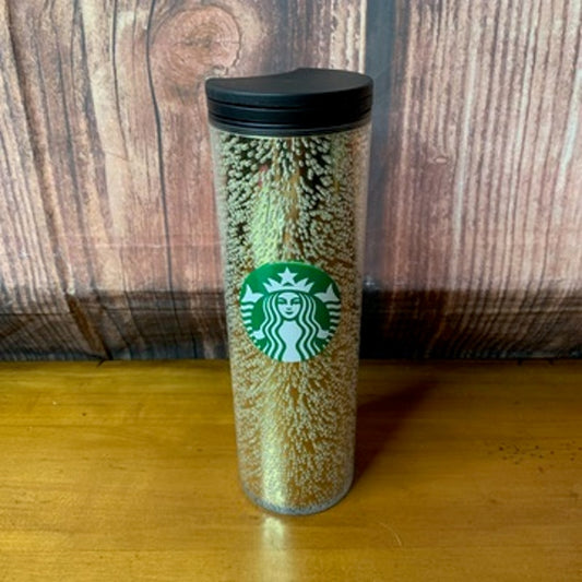 Starbucks Travel Tumbler Gold Champagne Bubbles 16 oz W/Lid