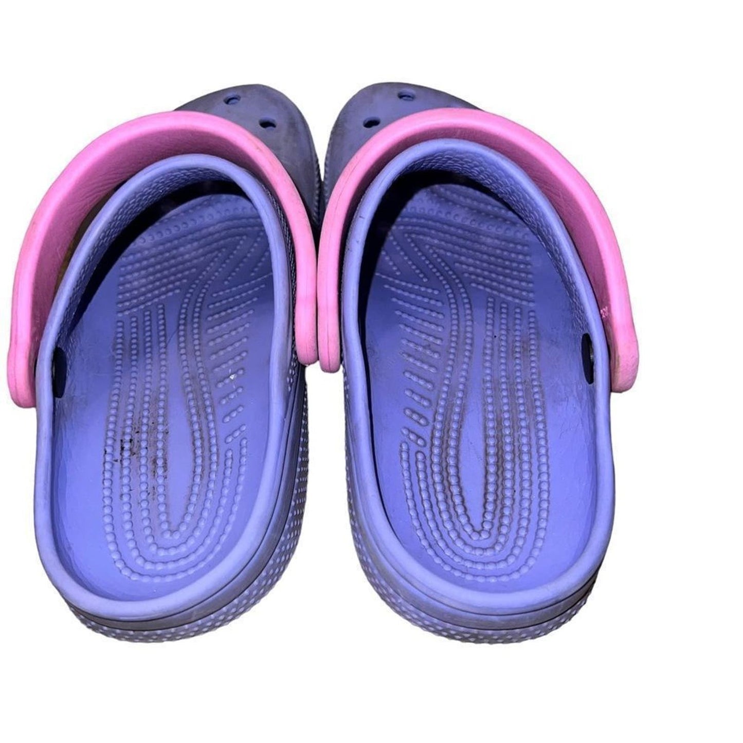 Purple Crocs with Pink Strap Size 4