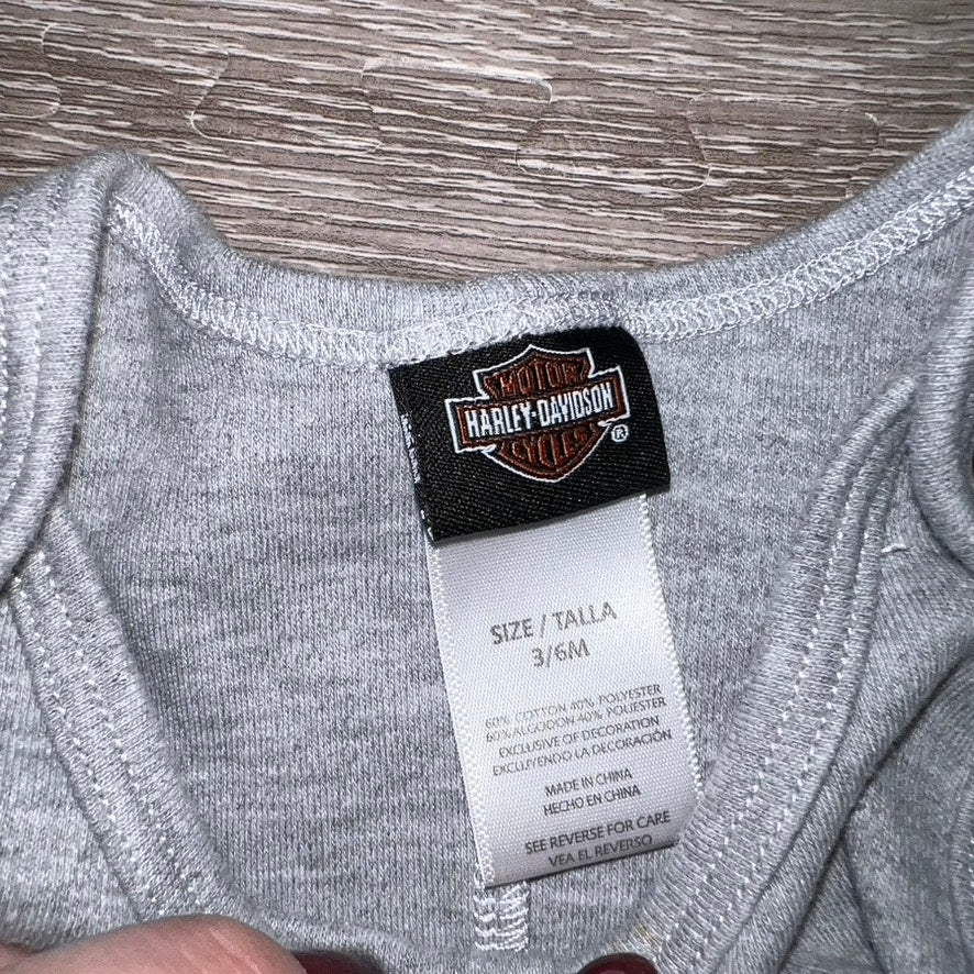 Harley-Davidson Baby Romper Gray Unisex Size 3/6 Months