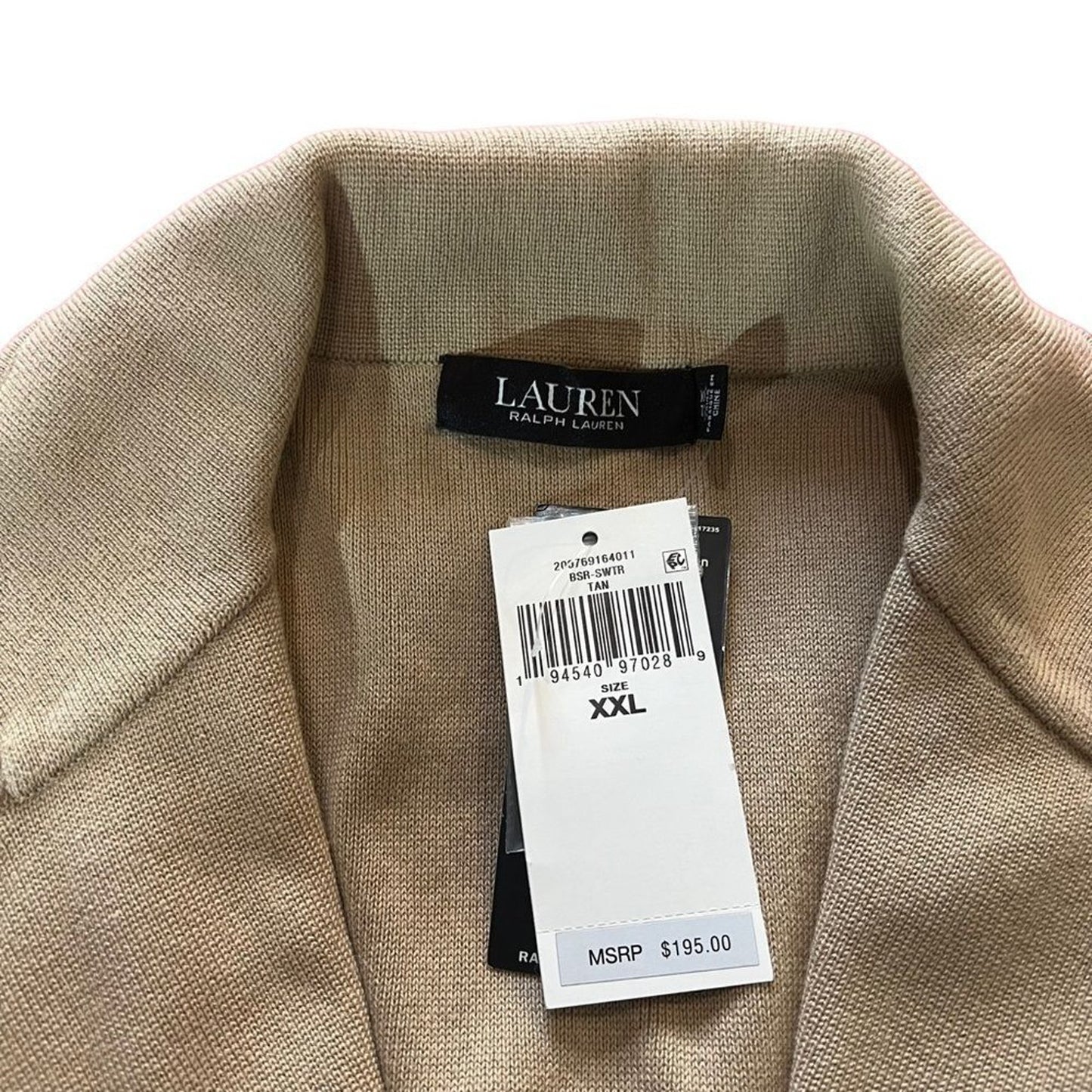 NWT Lauren Ralph Lauren Blazer Jacket Women's XXL Beige Sweater-Knit 3-Button