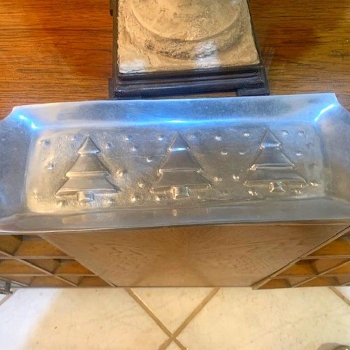 Silver Christmas tree tray/platter 