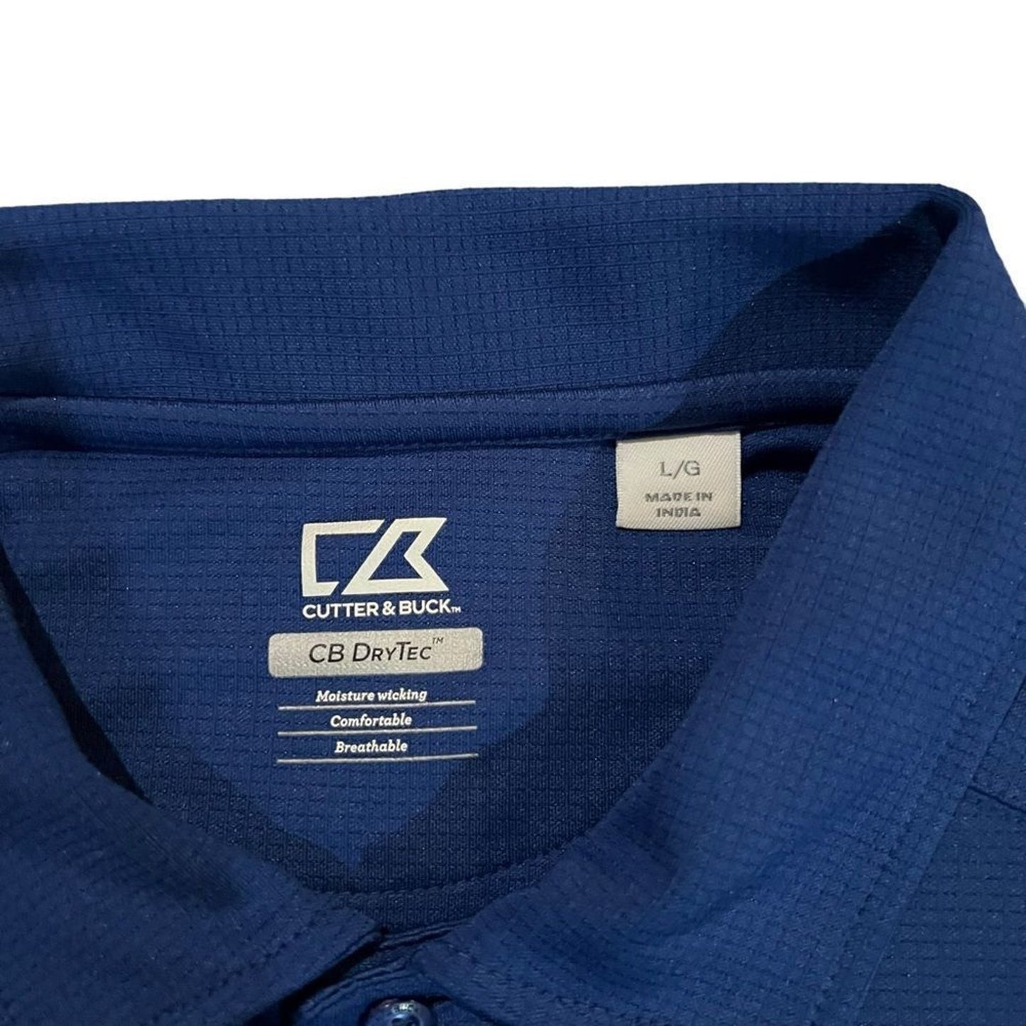 Cutter & Buck Men's Polo Shirt Size Large Blue Solid Short Sleeve Golf