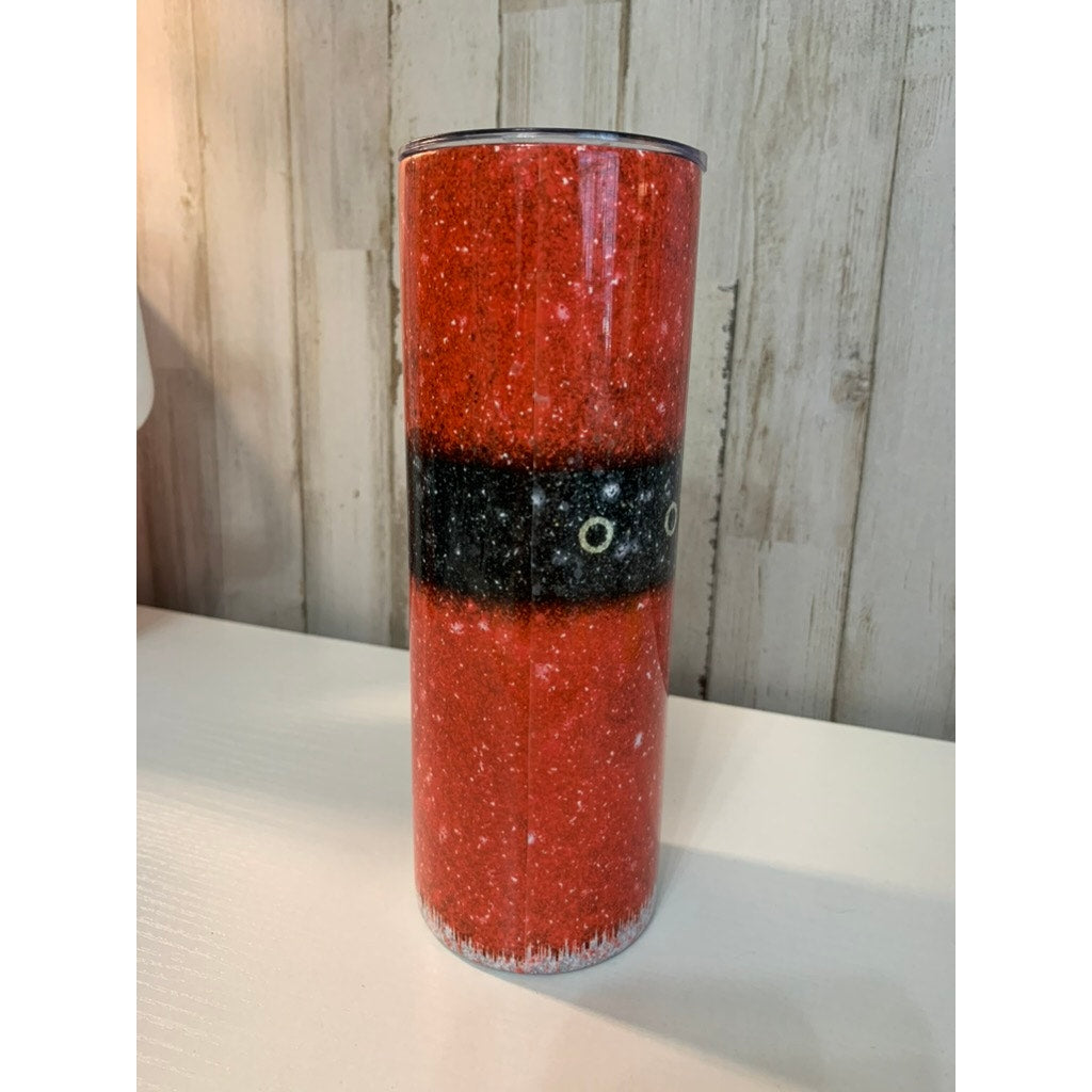 Santa Suit Glitter Skinny Insulated Tumbler Travel Cup 19oz