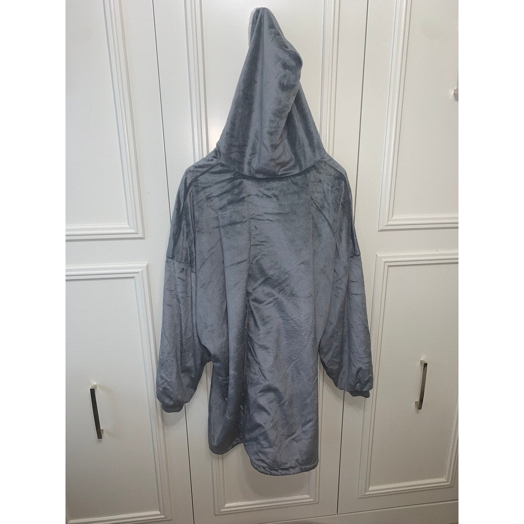 Unbranded Wearable Blanket Hoodie Unisex One Size Gray Sherpa Robe