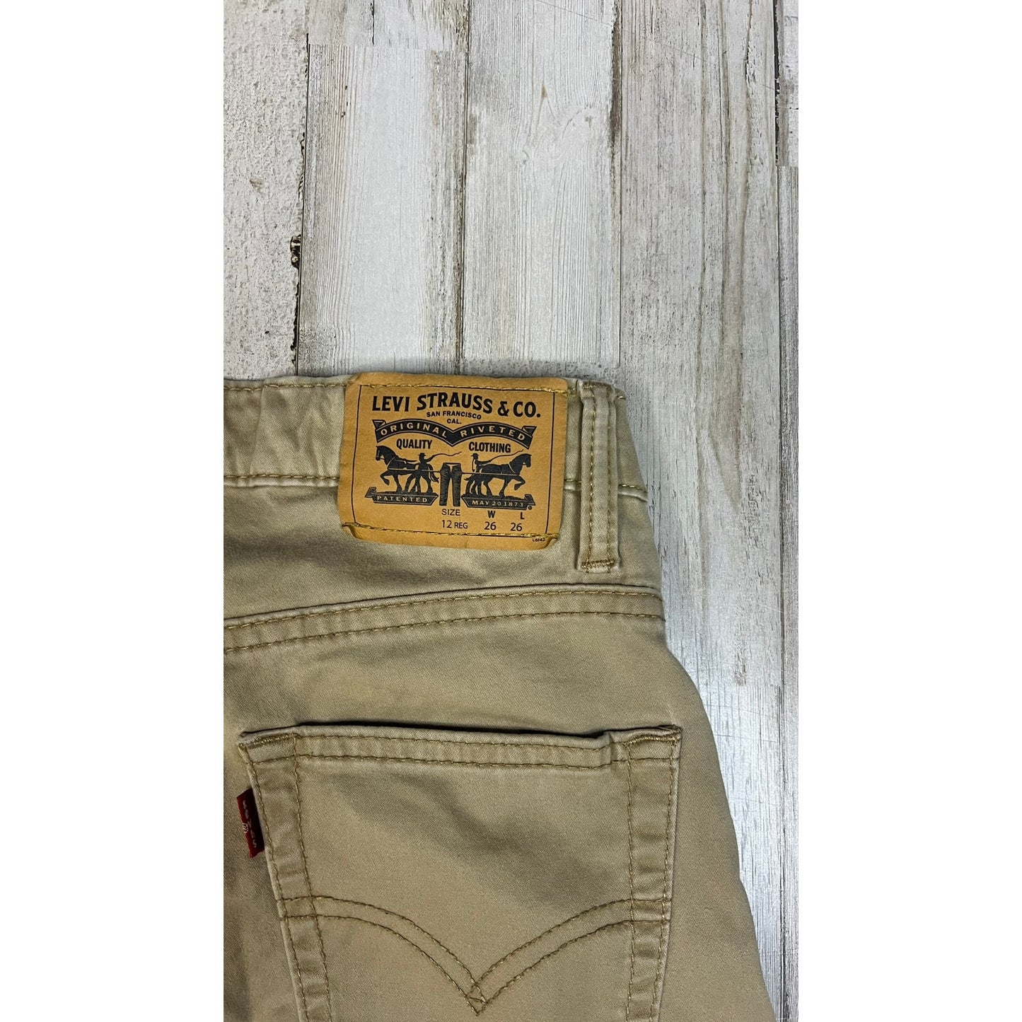 Levi's 511 Slim Khaki Tan Pants Youth Kids Size 12 Adjustable Waistband