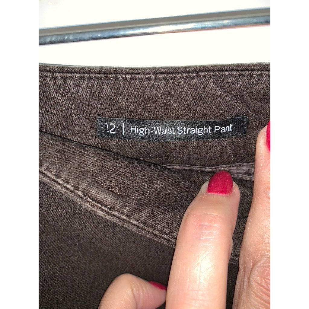 Talbots Women's High-Waist Straight Pants Brown Size 12 Workwear