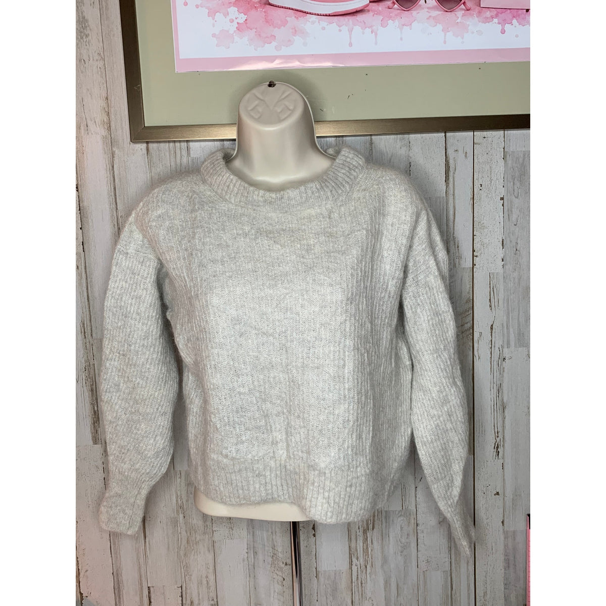 Everlane Sweater Womens Medium Light Gray Heather Crew Neck Pullover Knit