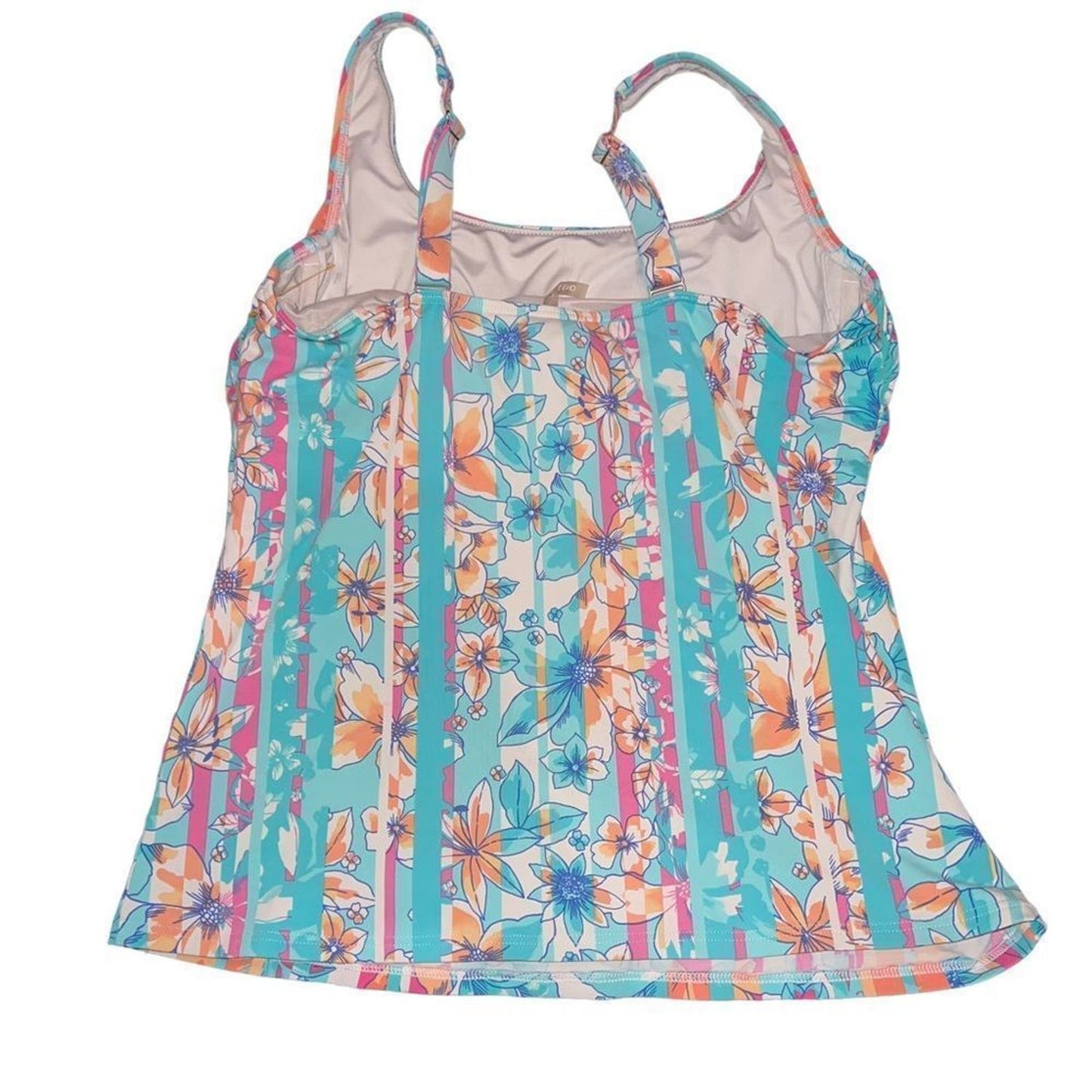 Land's End Aqua Orchard Mix Tankini Top 12DDD