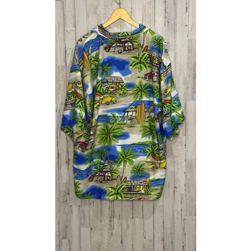 Pacific & Co Men's 2XL Hawaiian Shirt Beach Longboard Palm Trees Print
