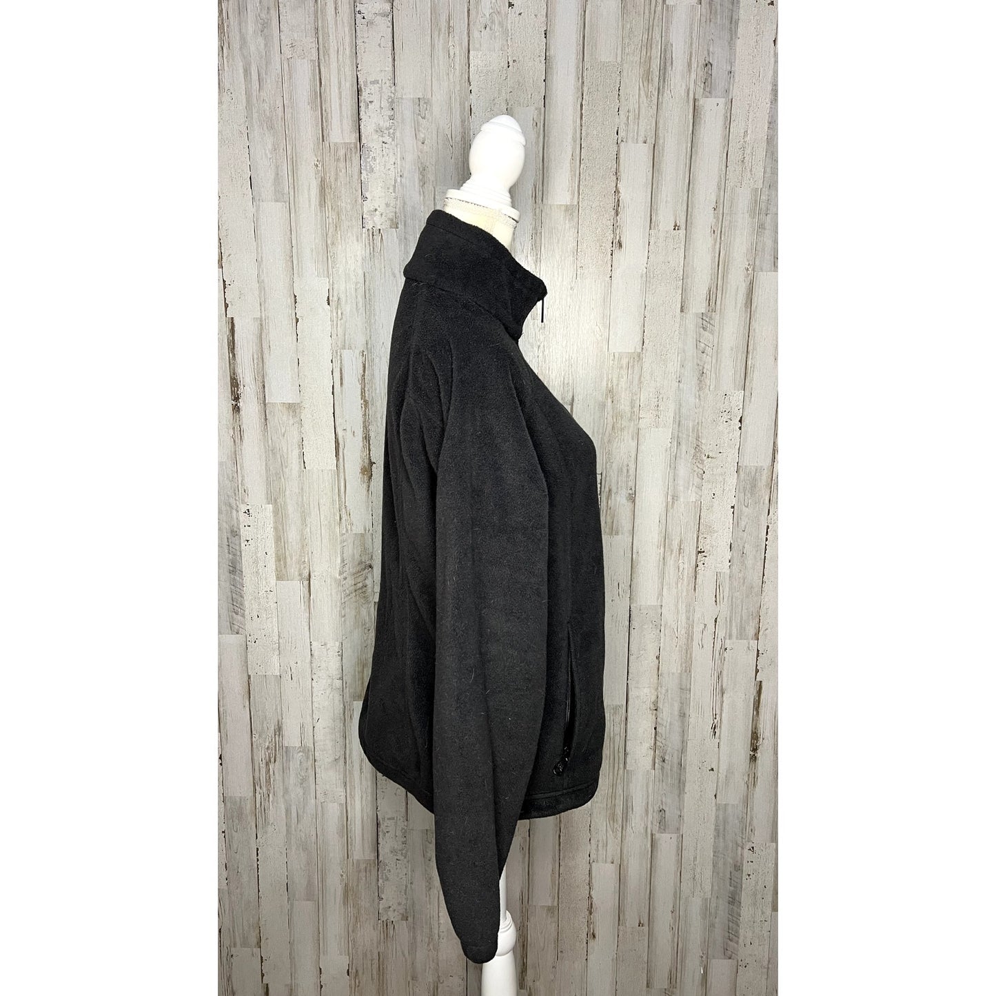 Columbia Women's Fleece Jacket Black Size Large Casual Mid-Length Zip-Up