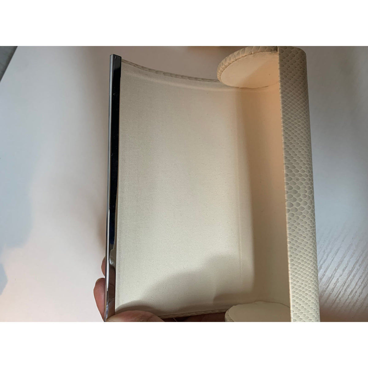 Jimmy Choo Hard Sunglasses Case Womens Cream Snakeskin Embossed w/ Dust