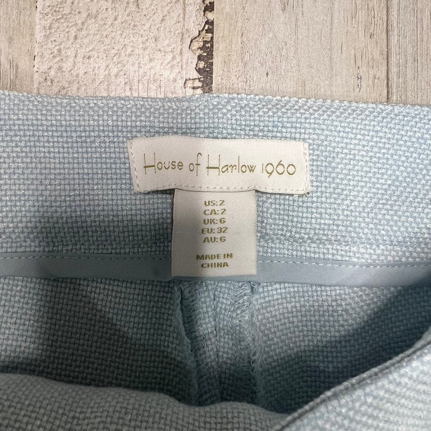 NWT House of Harlow 1960 Women's Blue Dress Pants Size 2 High Rise Casual