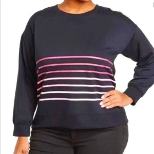 Philosophy navy sweatshirt/pink stripes 2X