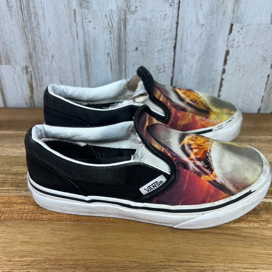 Vans Kids Size 13 Flaming Shark Sunset Classic Slip-On Skate Shoes Sneakers