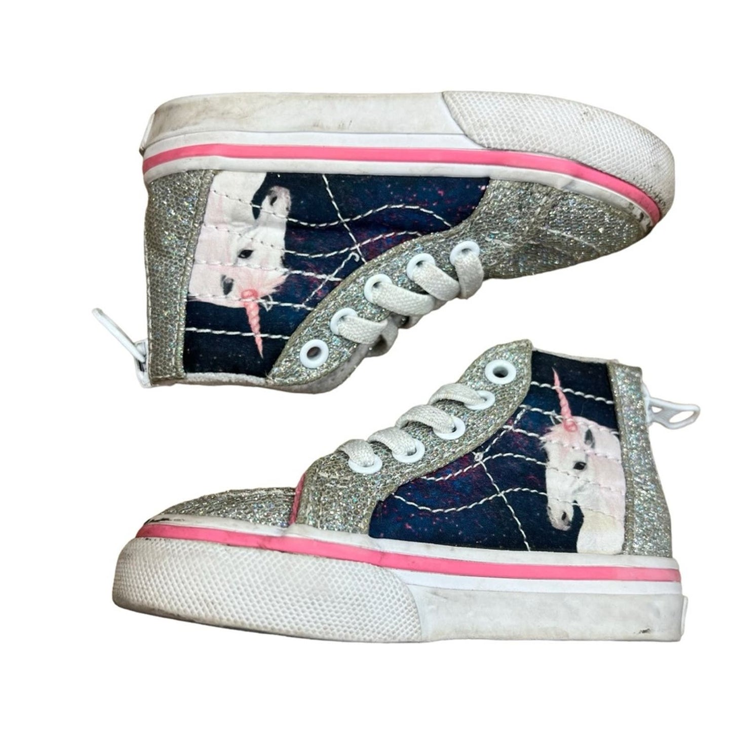 VANS Digi Unicorn Sk8-Hi Zip Glitter Girls Shoes - Toddler 4.0