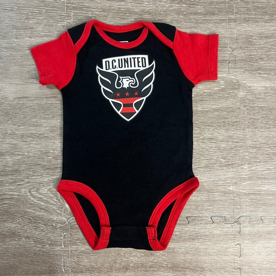 NWT D.C. United Newborn & Infant 3-6 Months 3-Pack Bodysuit Set Black/Red/Gray