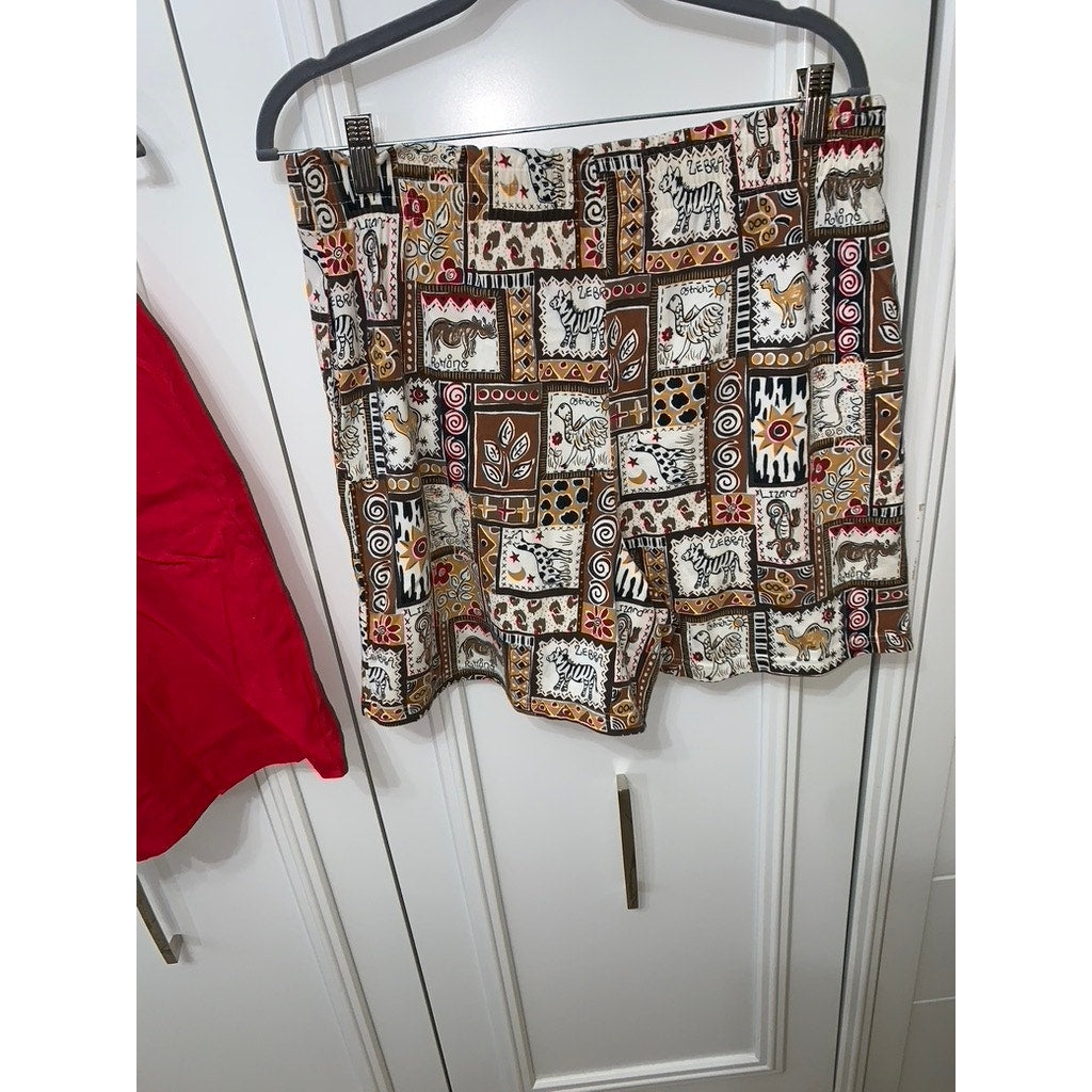 Women's Medium Shorts 2 Piece Set Geranium Red & Animal Print Casual