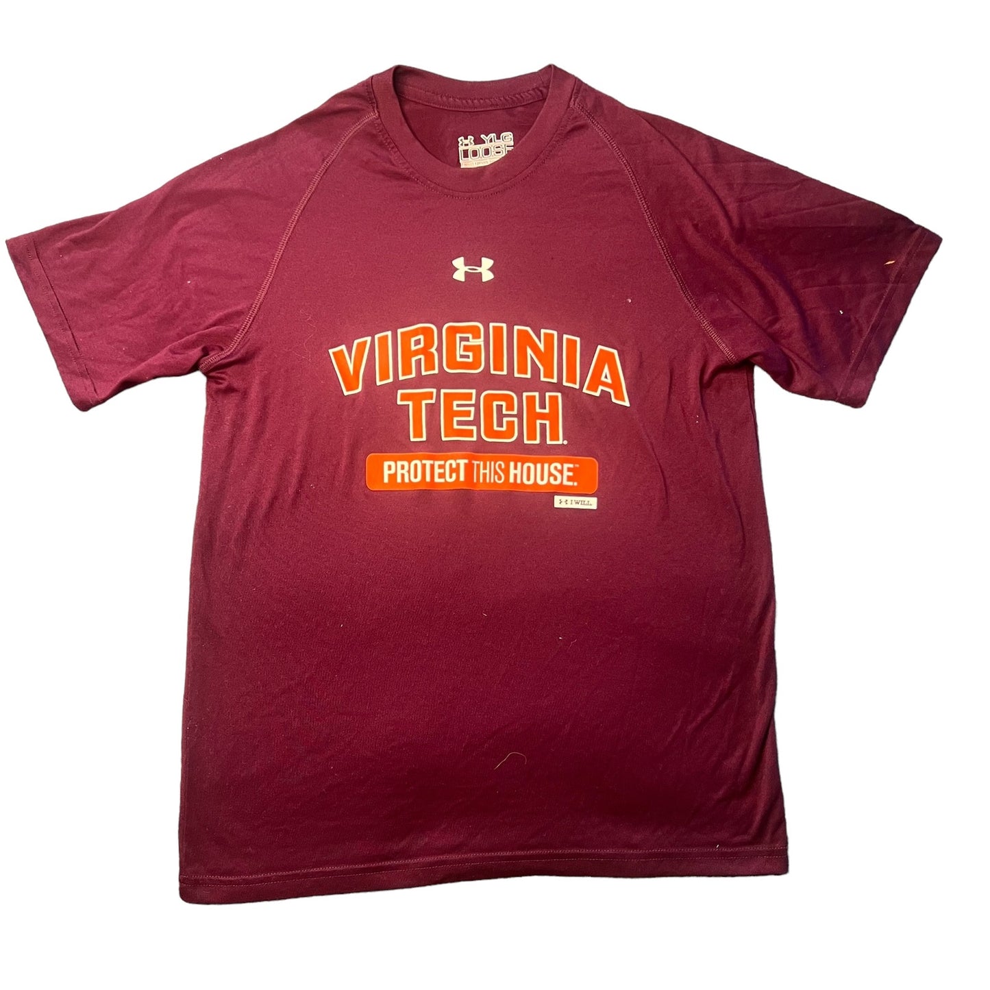 Under Armour Virginia Tech Hokies Youth Large Heat Gear Short Sleeve T-Shirt