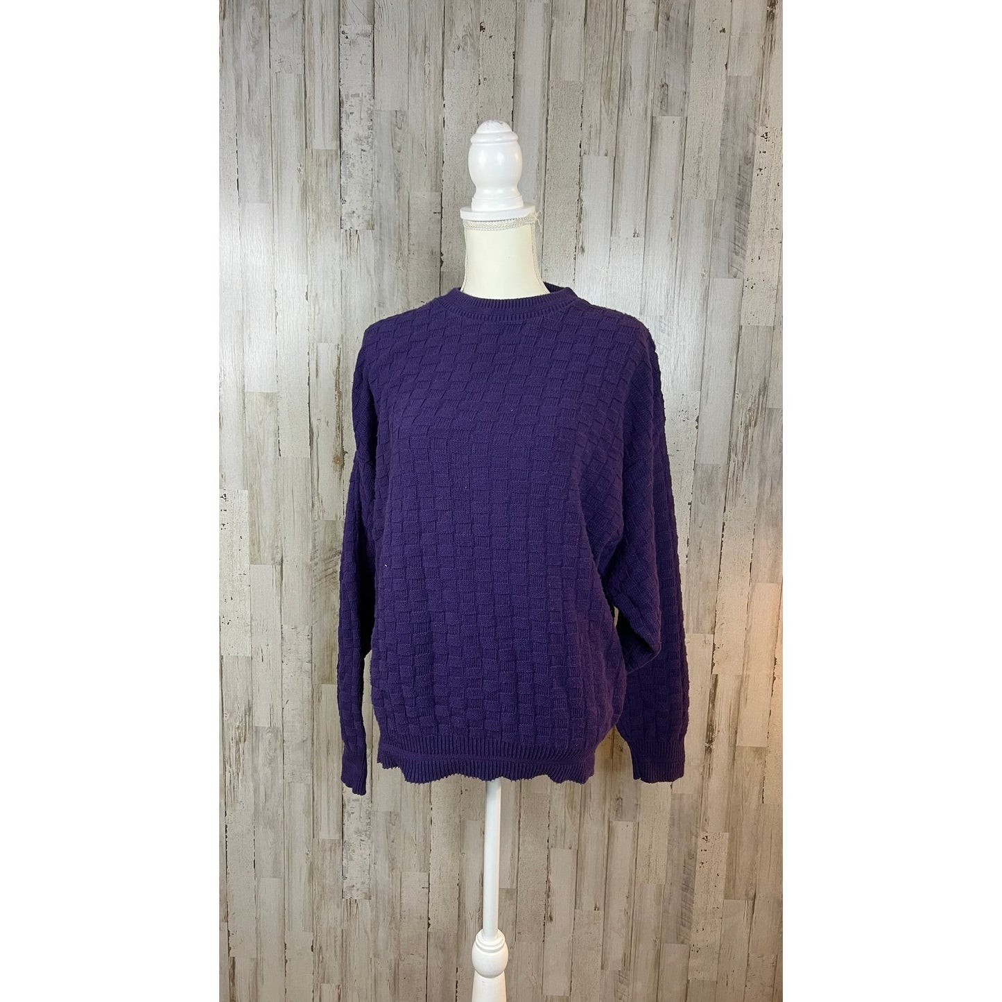 Vintage SaddleBred Men's Medium Purple Crew Neck Long Sleeve Sweater