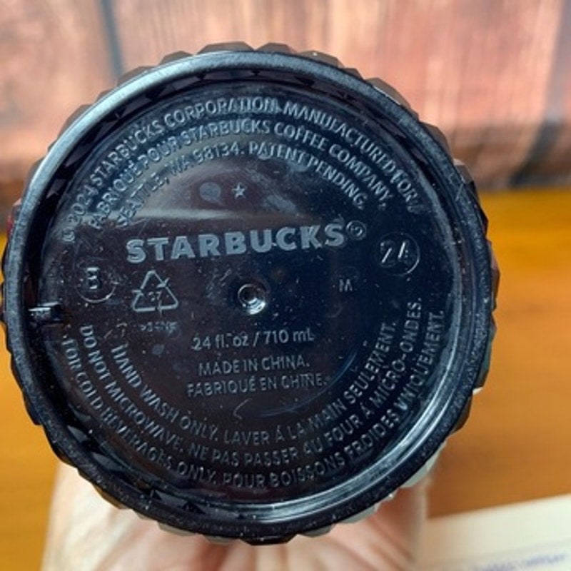 Starbucks Navy Gemstone Faceted Tumbler 24 oz Venti w/ Lid NO STRAW