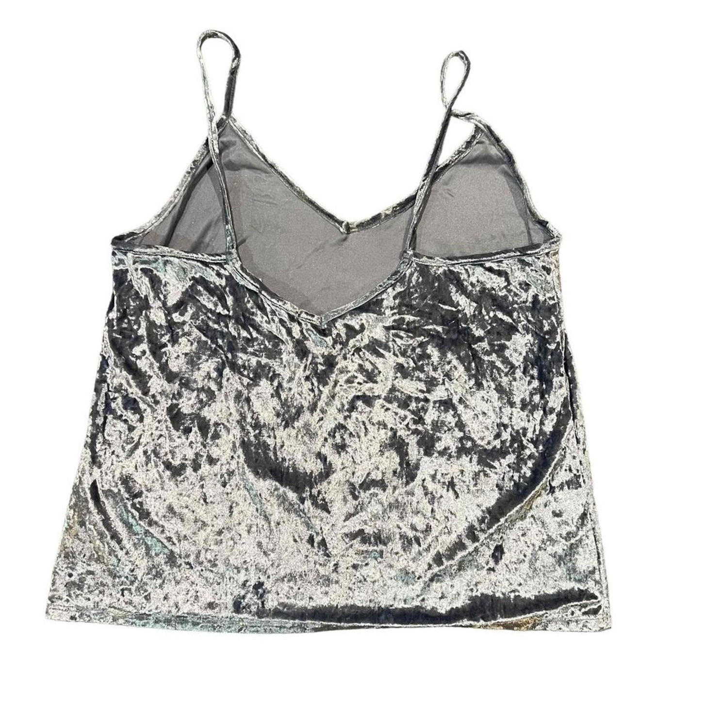 Anistar Women's Medium Grey/Blue Crushed Velvet Cami Tank Top