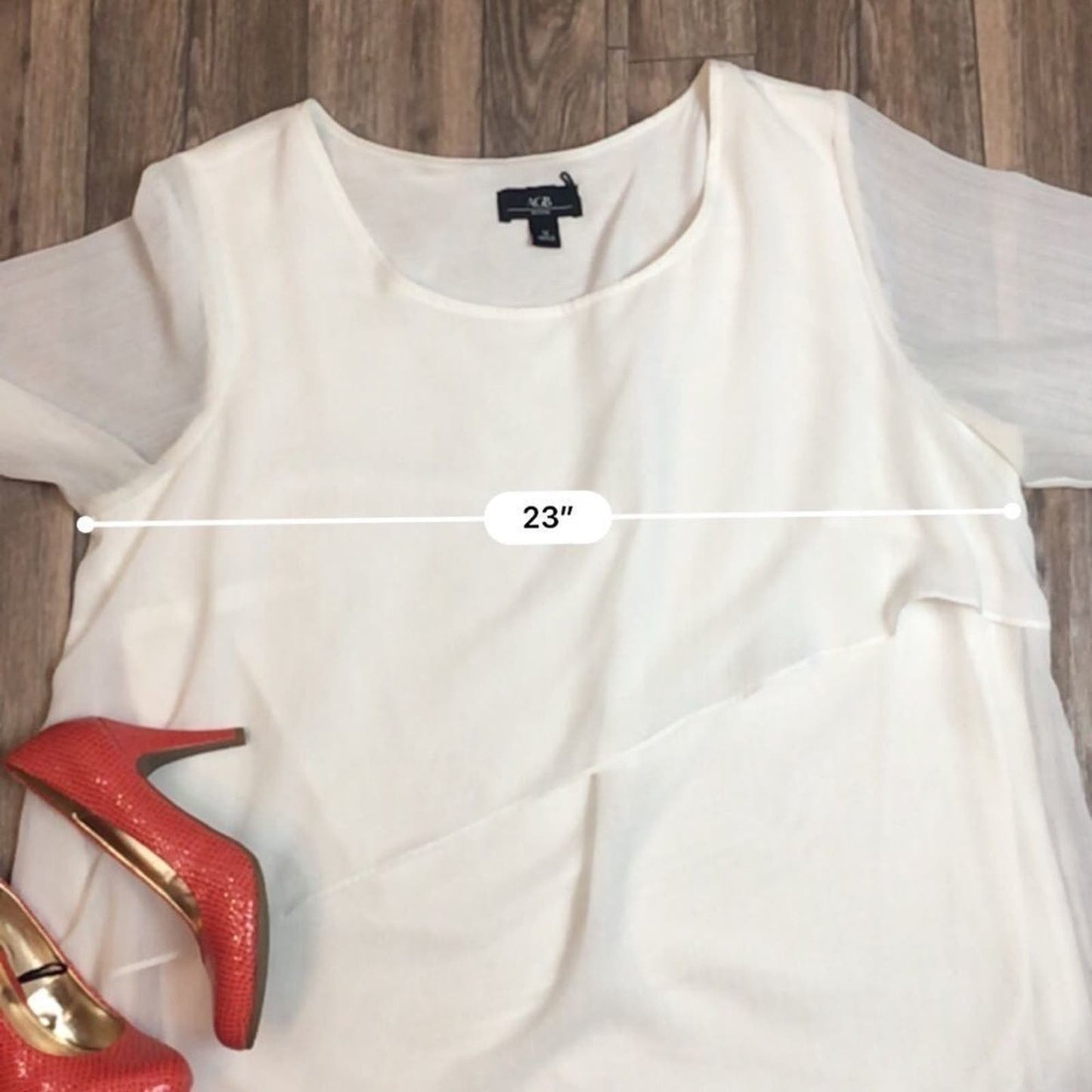 AGB White Blouse w/attached Tank Size 1X EUC
