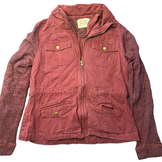 Ashley by 26 International Women's Medium Red Utility Full Zip Drawstring Jacket