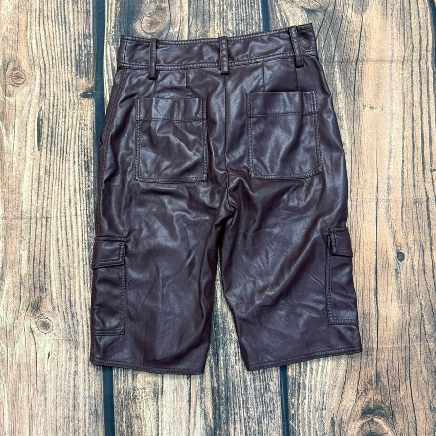 Derek Lam 10 Crosby Women's Burgundy Cargo Shorts Size 4 Multi-Pocket