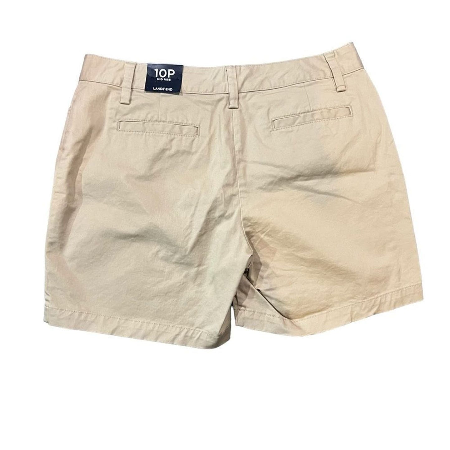 NWT Lands’ End Mid Rise Bermuda Chino Khaki Shorts Size 10P