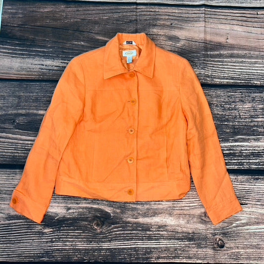 Talbots Women's Orange Linen Jacket Size 6 Button Closure Casual Spring