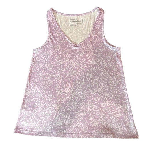 Eddie Bauer Women's Sleeveless V-Neck Floral Purple Sleepwear Top Size Medium