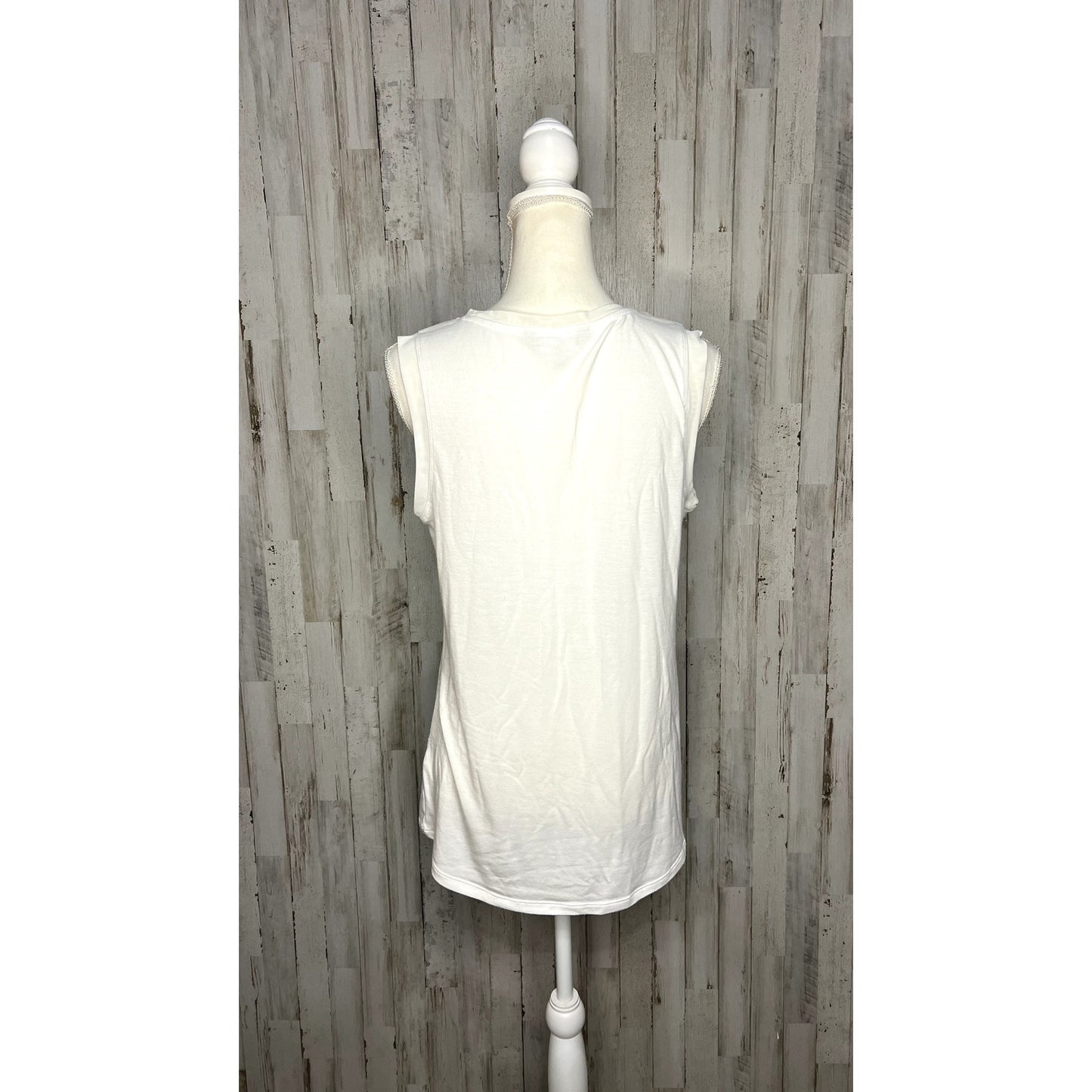 Athleta Women's White Sleeveless Crew Neck Tank Top Size Large Casual Summer