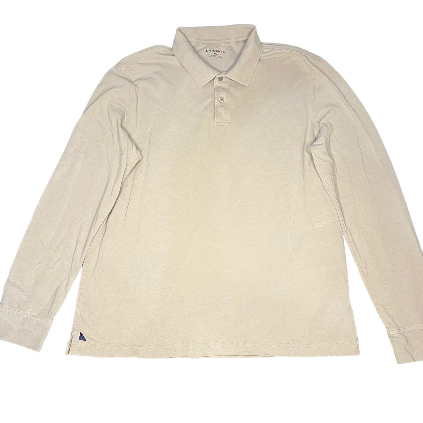 UNTUCKit Men's Size Large  Long Sleeve Polo Shirt Beige Casual Collared Top