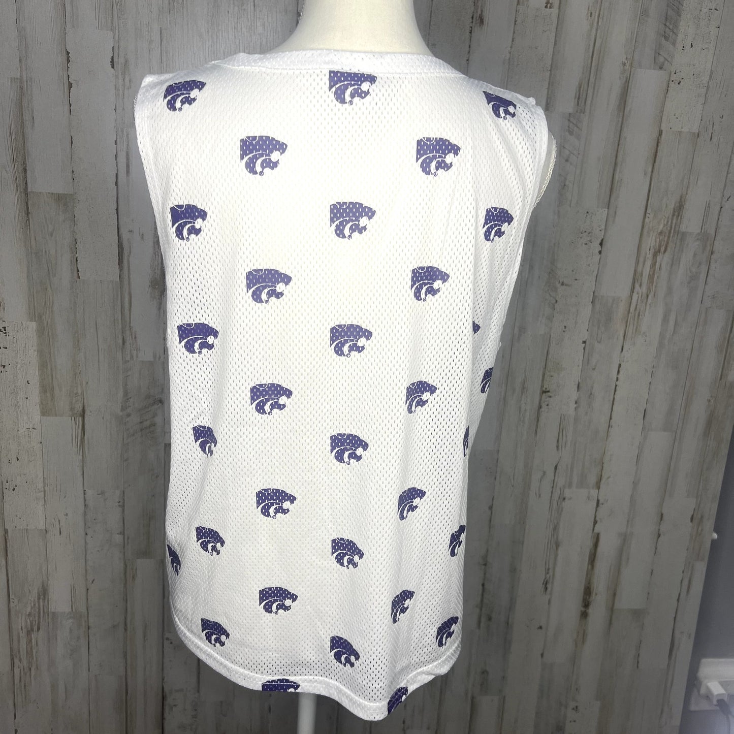 NWT NCAA Kansas State Wildcats Women's Small White Mesh All Over Print Tank Top