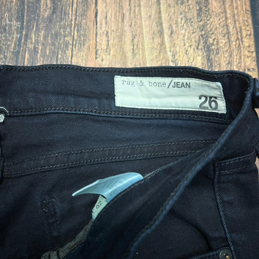 Rag & Bone Women's Skinny Jeans Size 26 Black Stretch Denim 5-Pocket