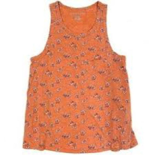 American Eagle Salmon Orange Ditsy Floral Sleeveless Flowy Tank Top Size XS