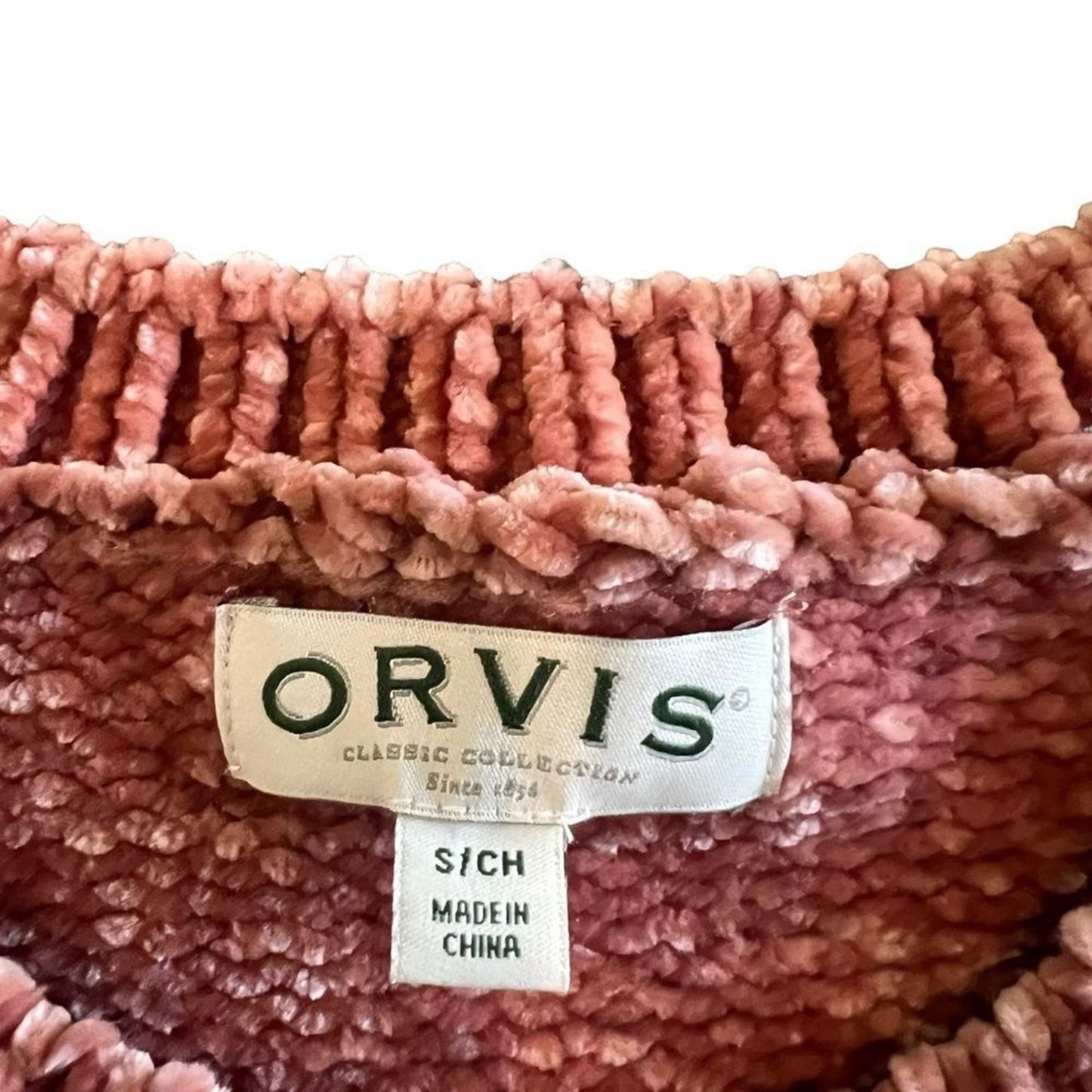 Orvis Classic Collection Sweater Womens Size Small Pink Ribbed Crewneck
